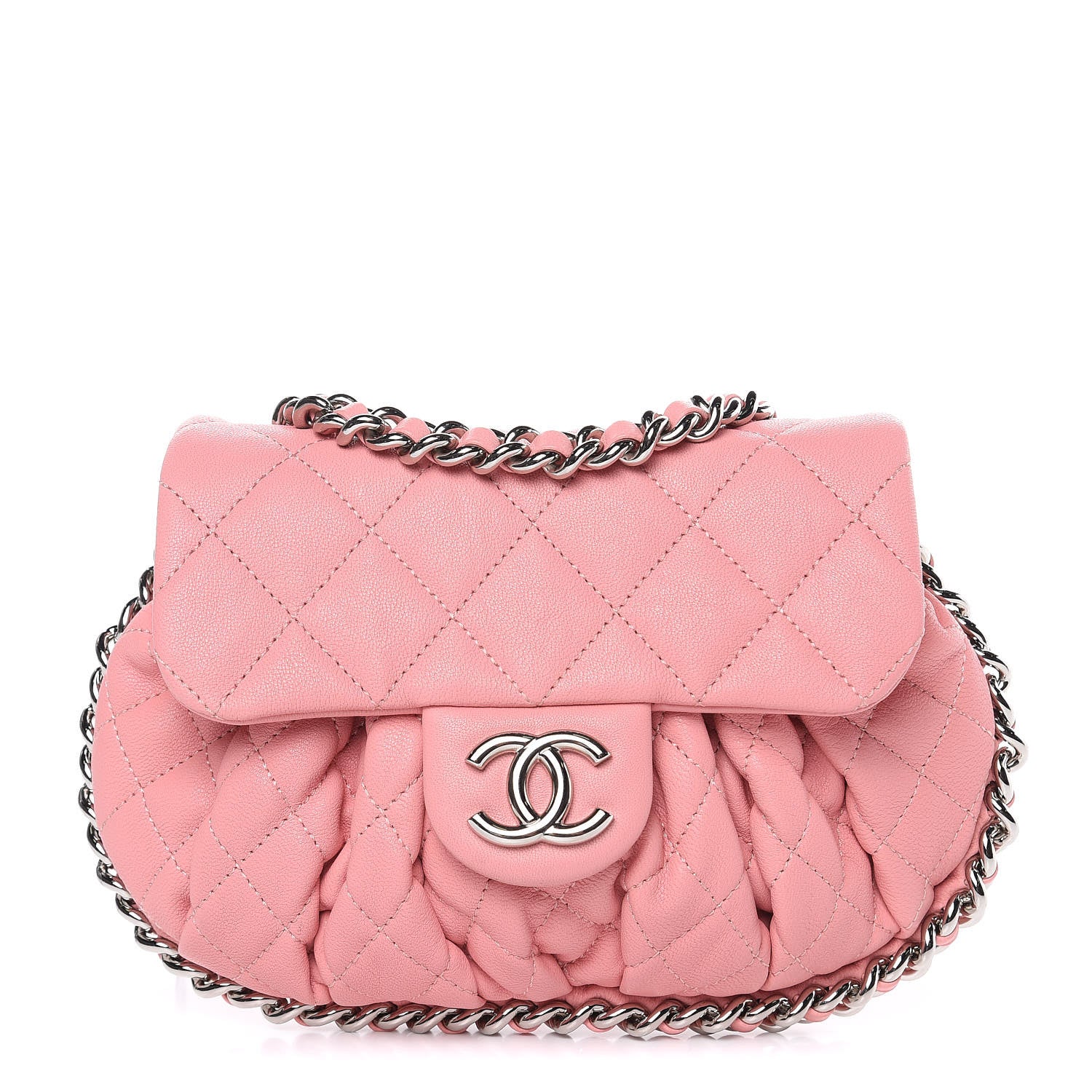 Chanel Washed Lambskin Quilted Mini Chain Around Messenger Pink 1 of 8