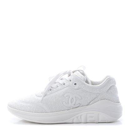 Chanel Sequin CC Sneakers 38.5 White 1 of 7