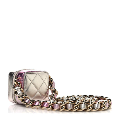 Chanel Gradient Metallic Lambskin Quilted Like A Wallet Clutch With Chain Gold Pink 3 of 10
