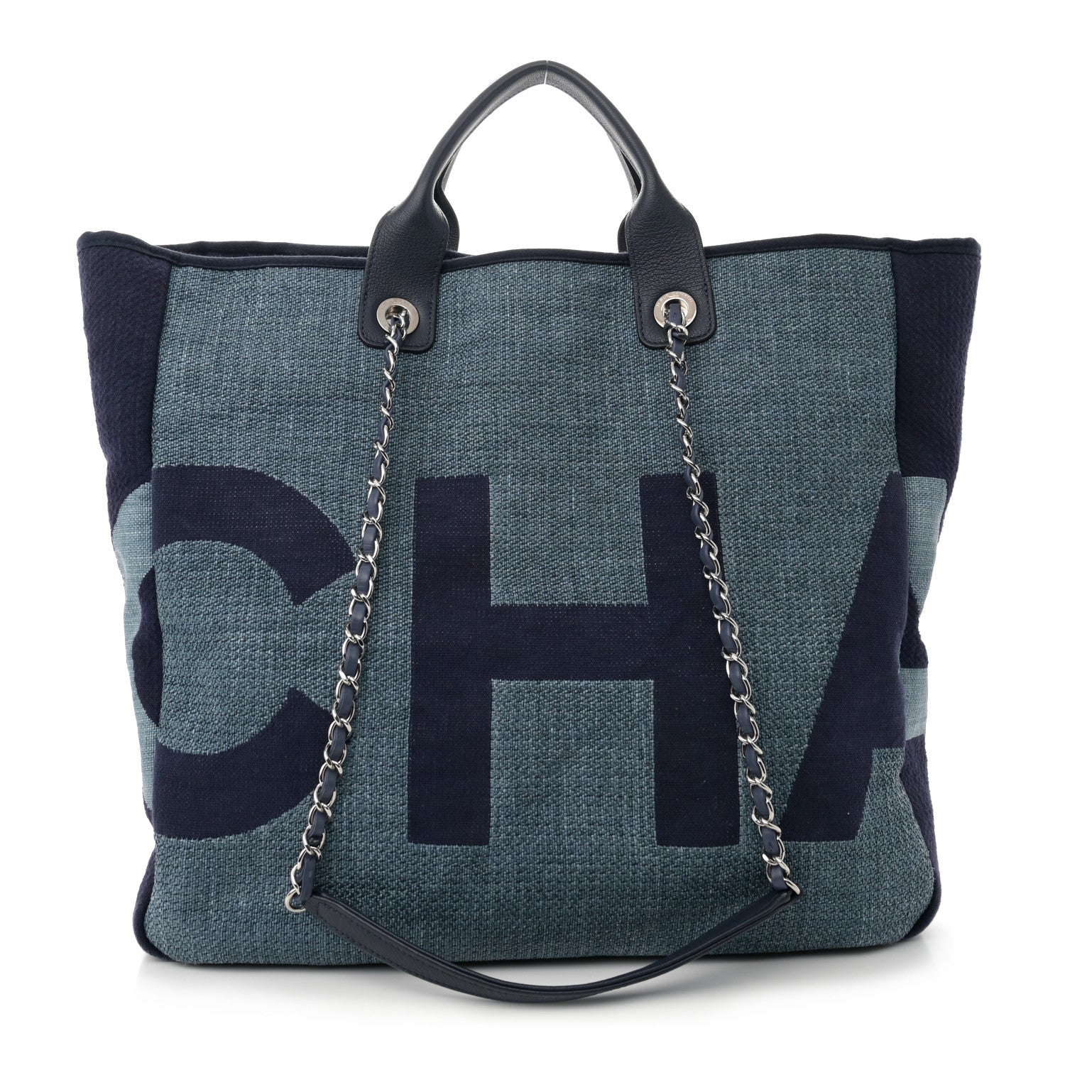 Chanel Canvas Large Shopping Tote Dark Blue 1 of 11
