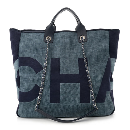 Chanel Canvas Large Shopping Tote Dark Blue 1 of 11
