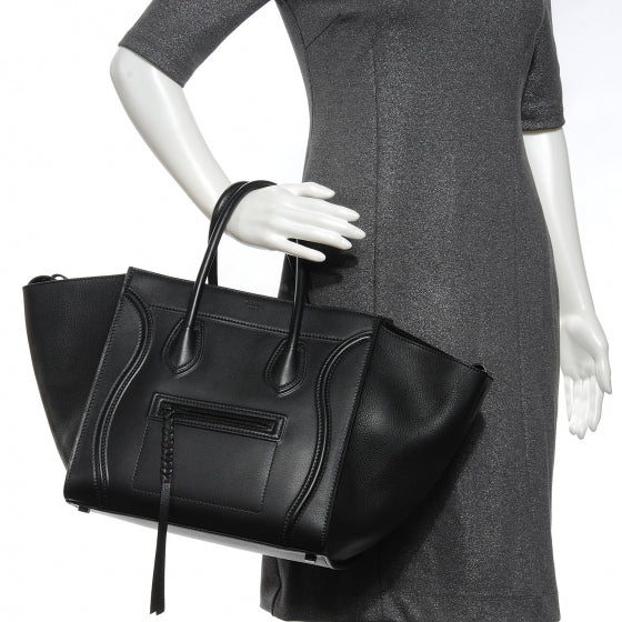 Celine Calfskin Medium Phantom Luggage Black 2 of 8