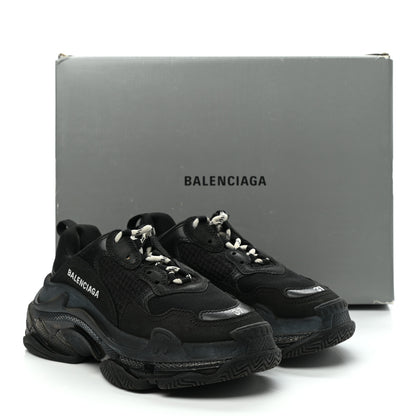 Balenciaga Fabric Mesh Clear Sole Womens Triple S Sneakers 37 Black 14 of 14
