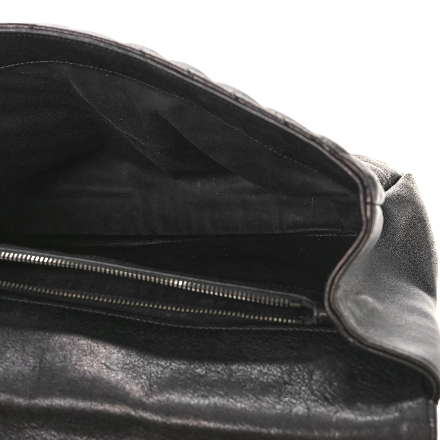 Saint Laurent Sheepskin Matelasse Chevron Monogram Monochrome Large College Satchel Black 5 of 12
