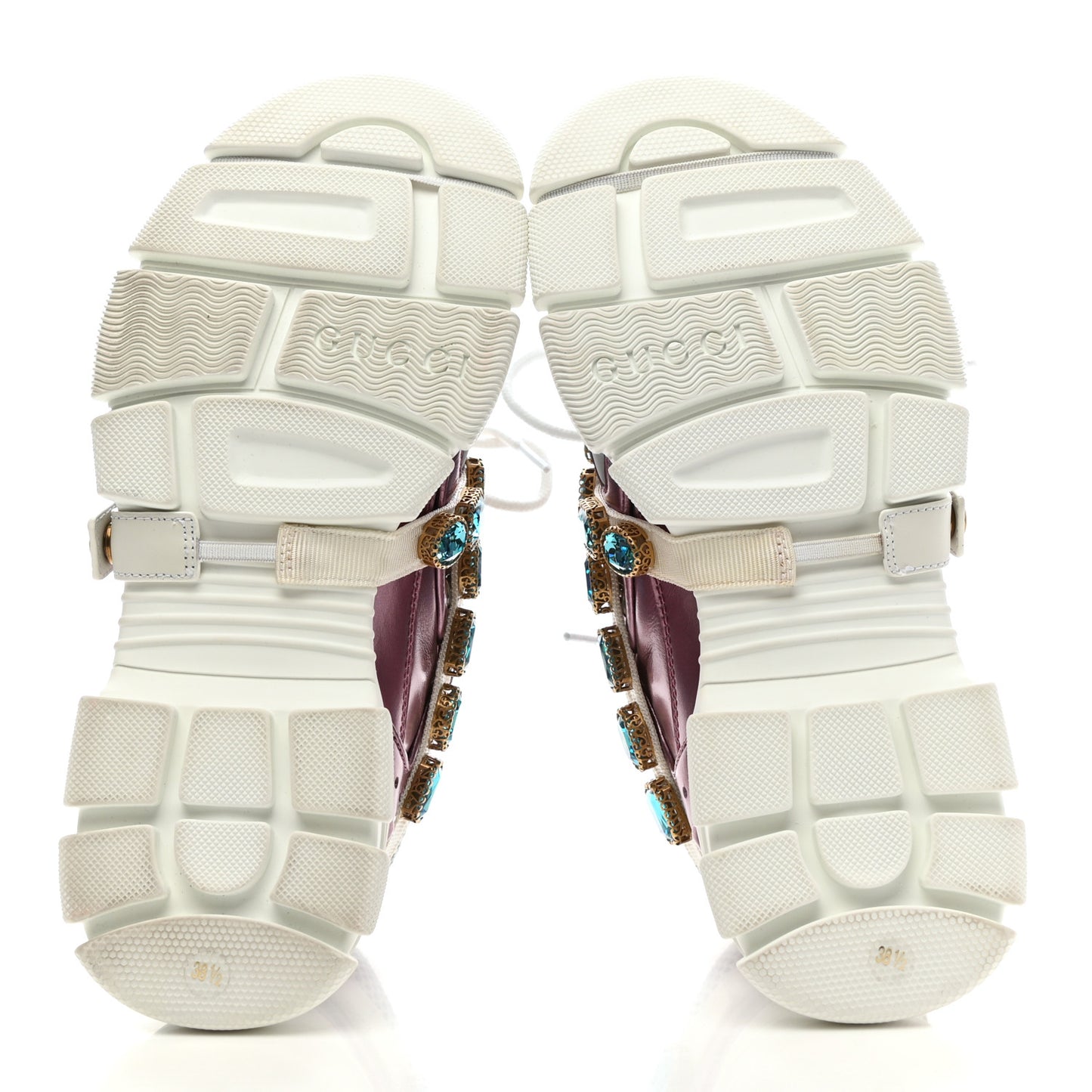 X SEGA Metallic Calfskin Mesh Removable Crystals Womens Flashtrek Sneakers 38.5 Rosa Great White Silver