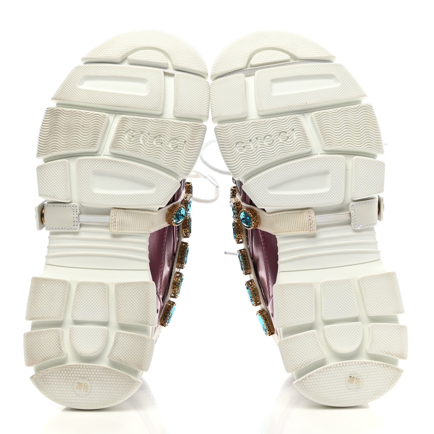 Gucci X SEGA Metallic Calfskin Mesh Removable Crystals Womens Flashtrek Sneakers 38.5 Rosa Great White Silver 5 of 7