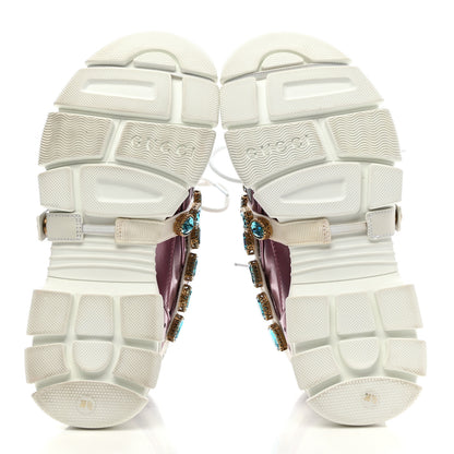 Gucci X SEGA Metallic Calfskin Mesh Removable Crystals Womens Flashtrek Sneakers 38.5 Rosa Great White Silver 5 of 7