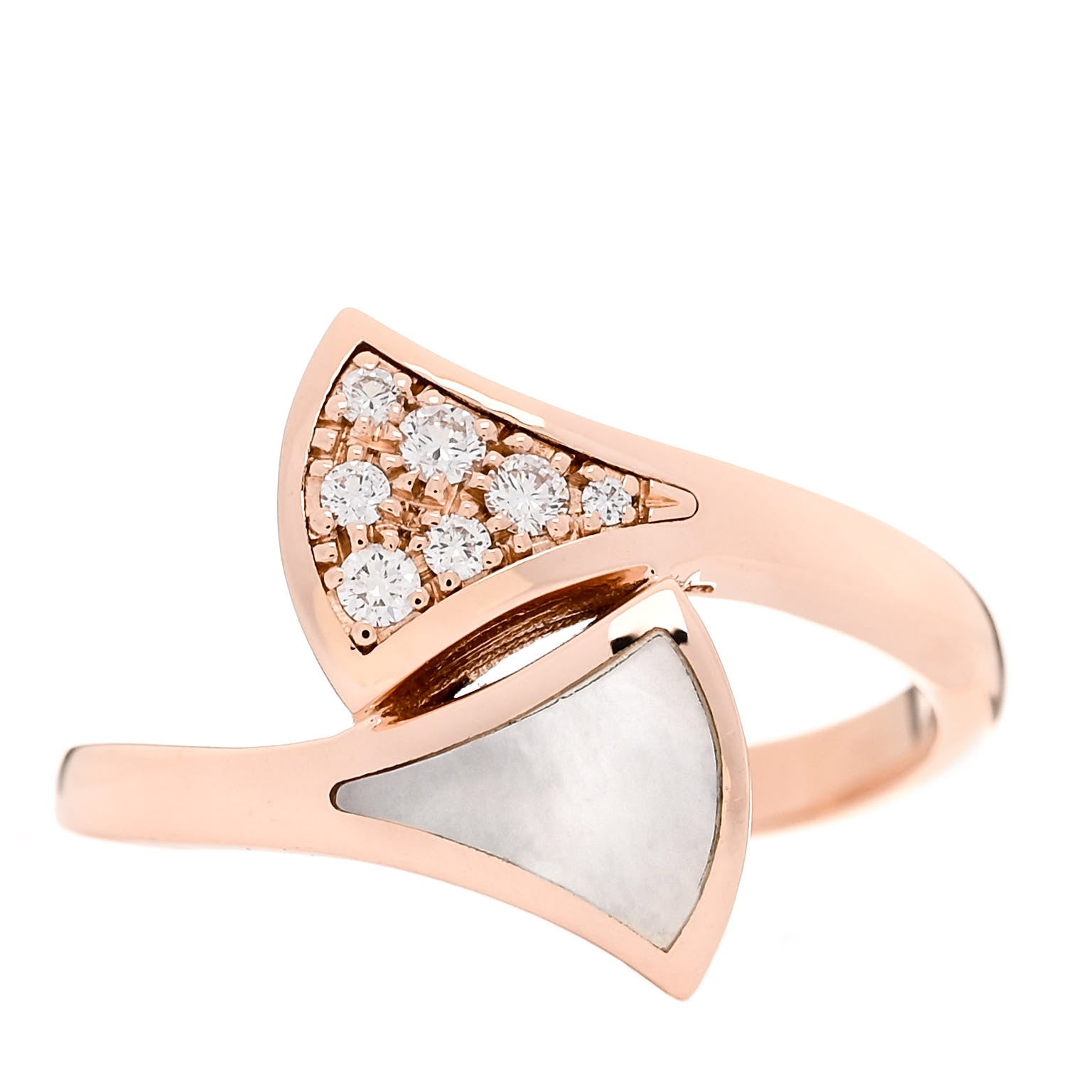 Bulgari 18K Rose Gold Diamond Mother of Pearl Divas' Dream Ring 49 5 1 of 6