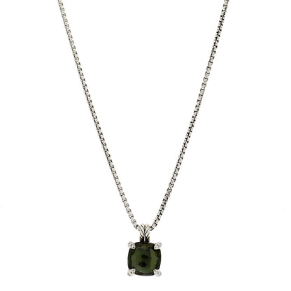 David Yurman Sterling Silver Diamond Green Orchid 11mm Chatelaine Pendant Necklace 1 of 6