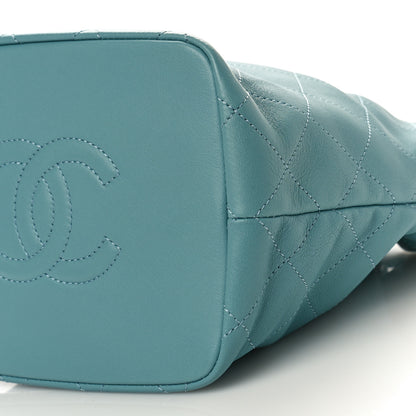 Chanel Lambskin Quilted Antique Signs Drawstring Bag Blue 9 of 9
