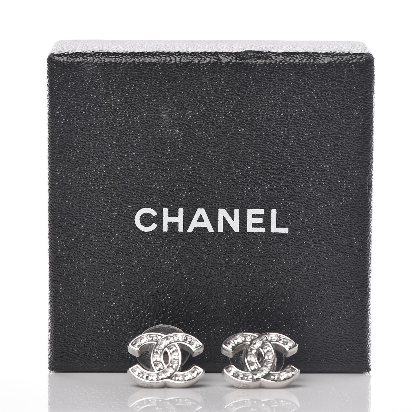 Baguette Crystal CC Earrings Silver