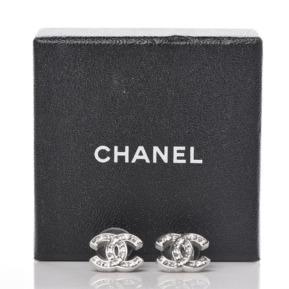 Chanel Baguette Crystal CC Earrings Silver 6 of 6