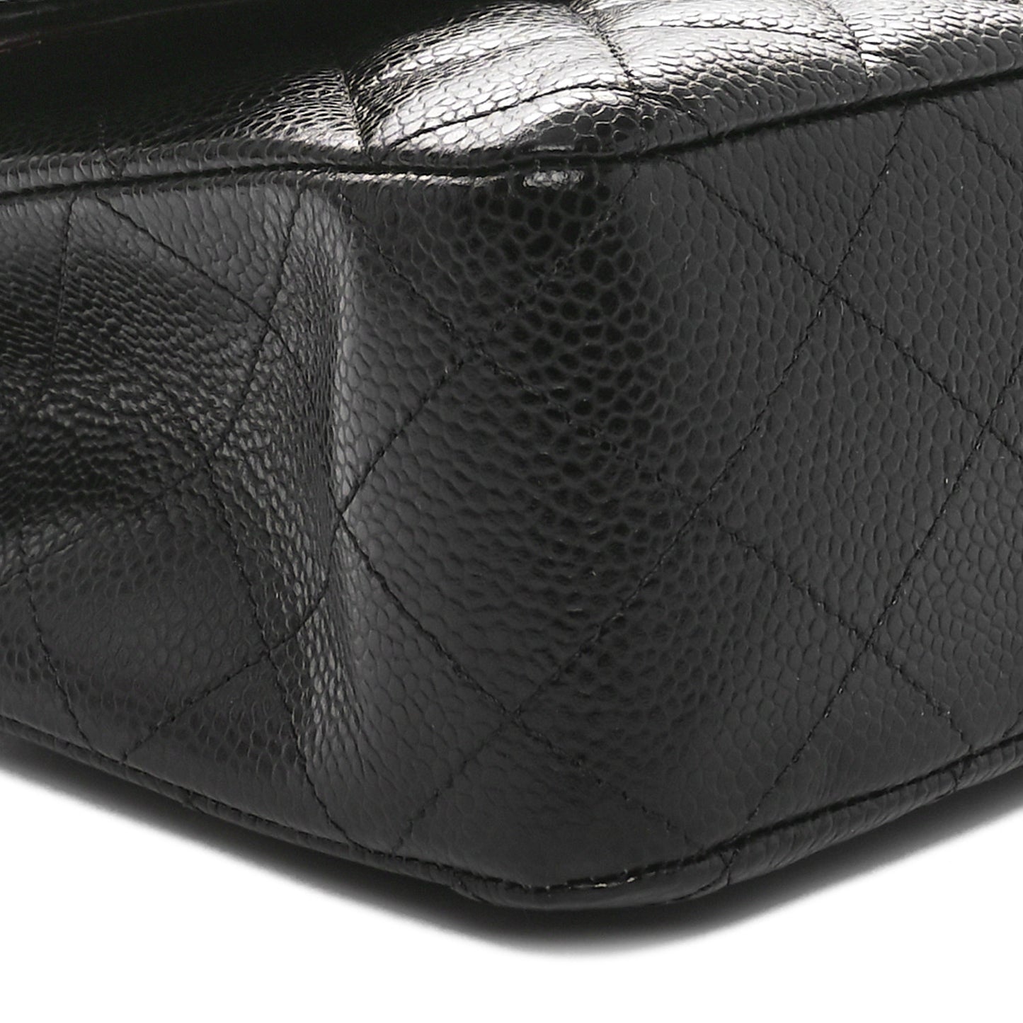 Caviar Quilted Medium Double Flap Black