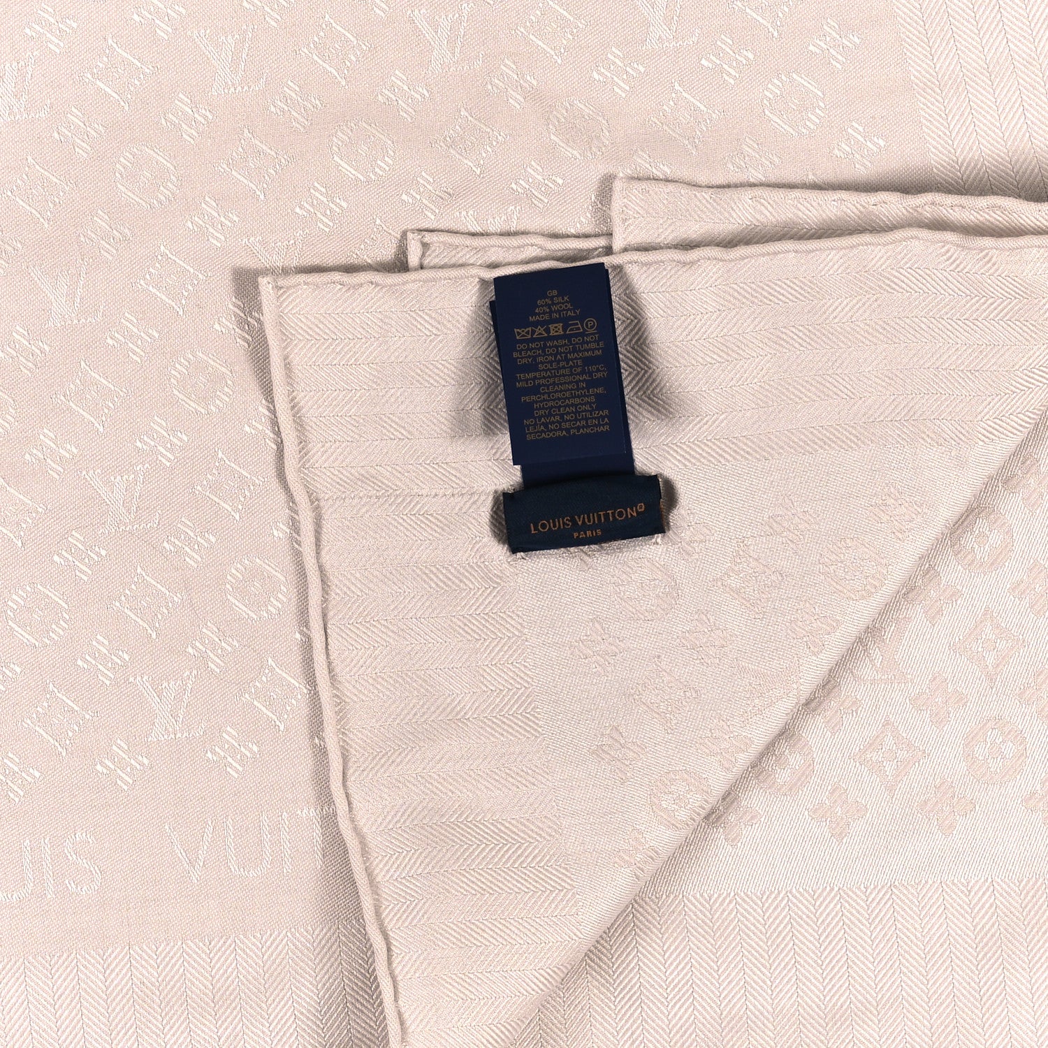Louis Vuitton Wool Silk Monogram Evermore Shawl Creme 3 of 3