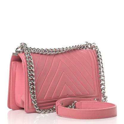 Chanel Calfskin Chevron Quilted Medium Boy Flap Pink 2 of 6