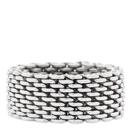 Tiffany Sterling Silver Somerset Mesh Ring 56 7.5 1 of 4