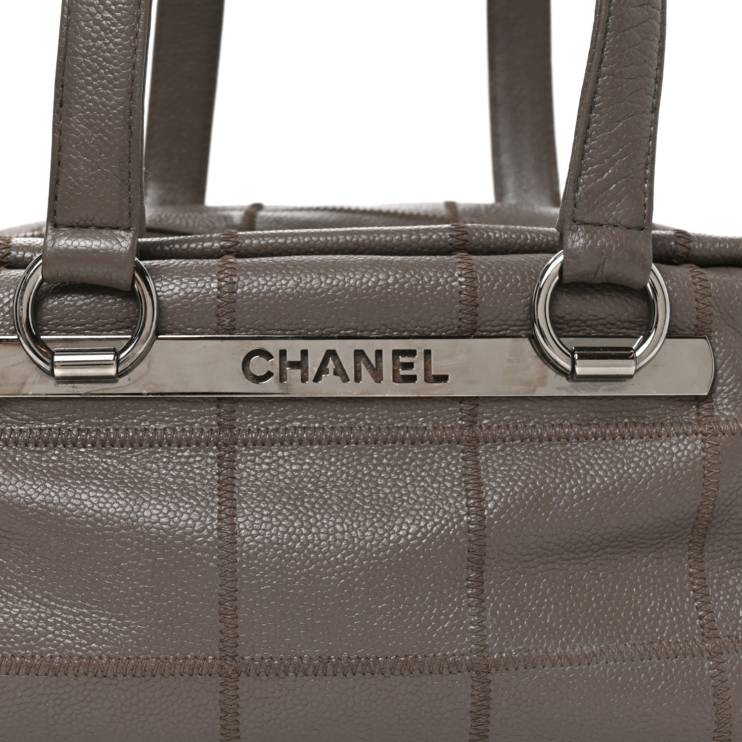 Chanel Caviar Square Stitched Bowler Grey 8 of 11