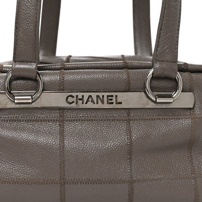 Chanel Caviar Square Stitched Bowler Grey 8 of 11