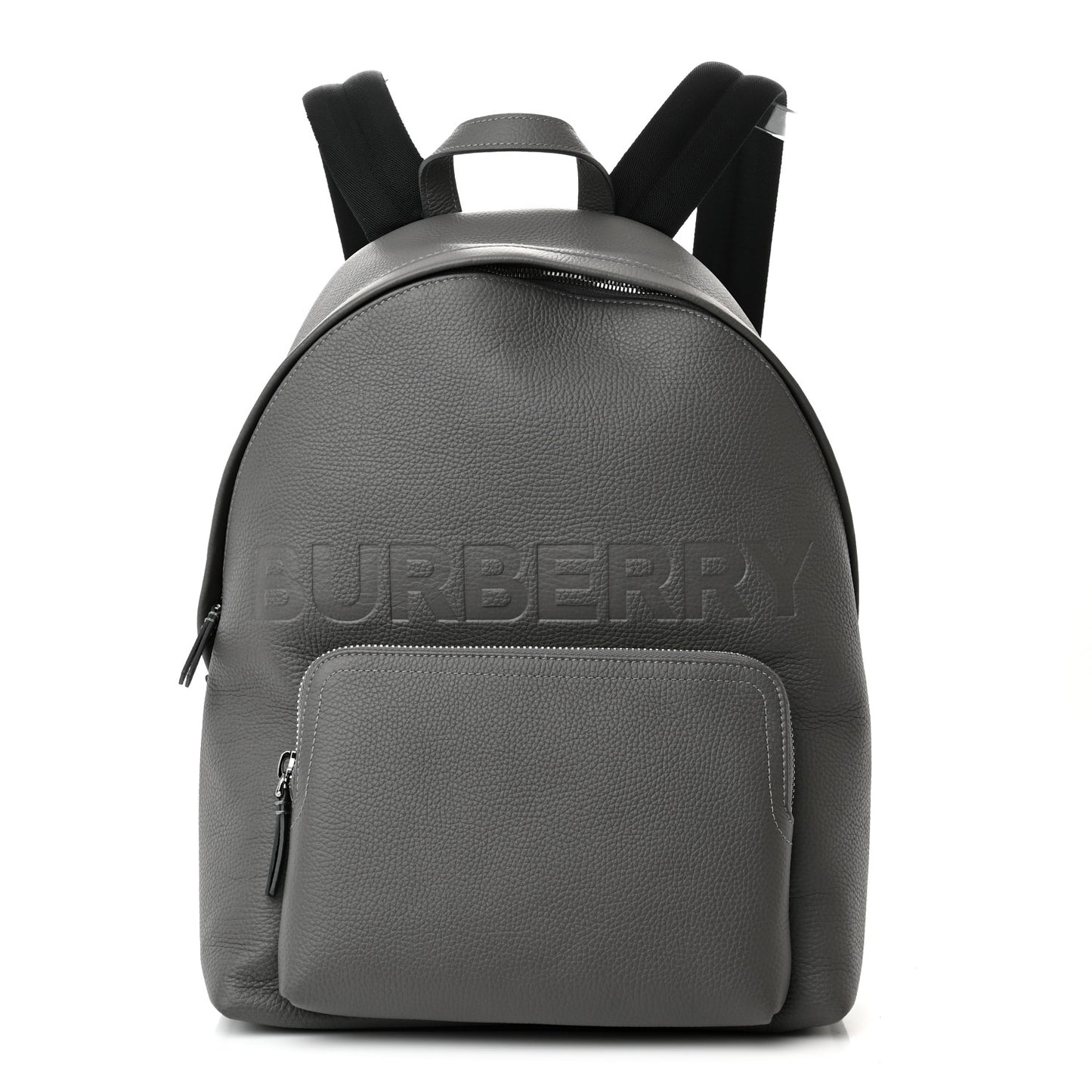 Calfskin Logo Embossed Backpack Charcoal Grey