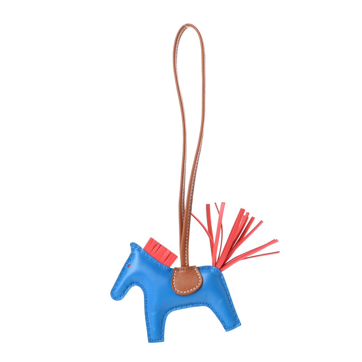 Hermes Milo Lambskin Grigri Rodeo Horse Bag Charm PM Blue Zanzibar Rose Texas Gold 1 of 5