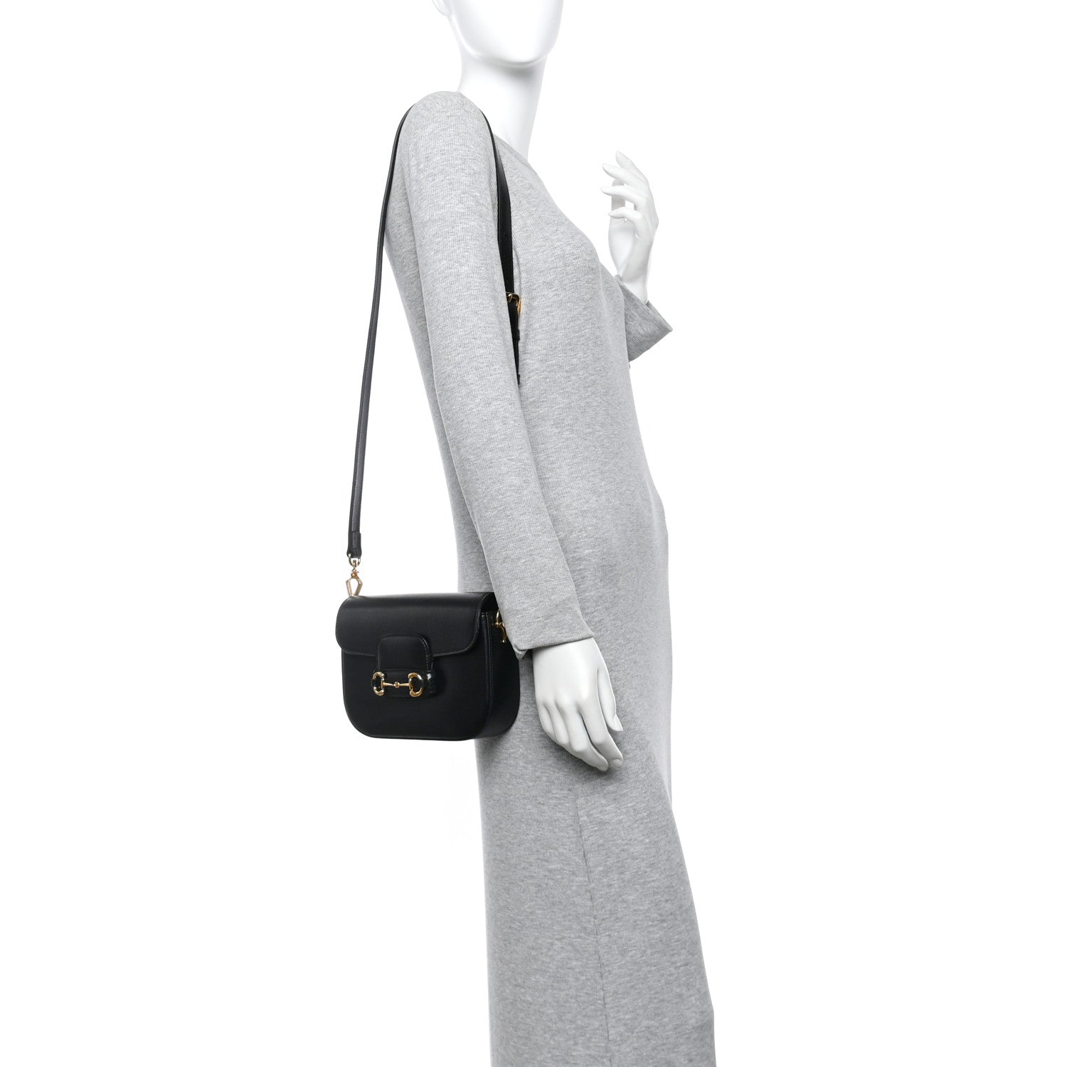 Gucci Azalea Calfskin Web Mini Horsebit 1955 Shoulder Bag Black 2 of 11