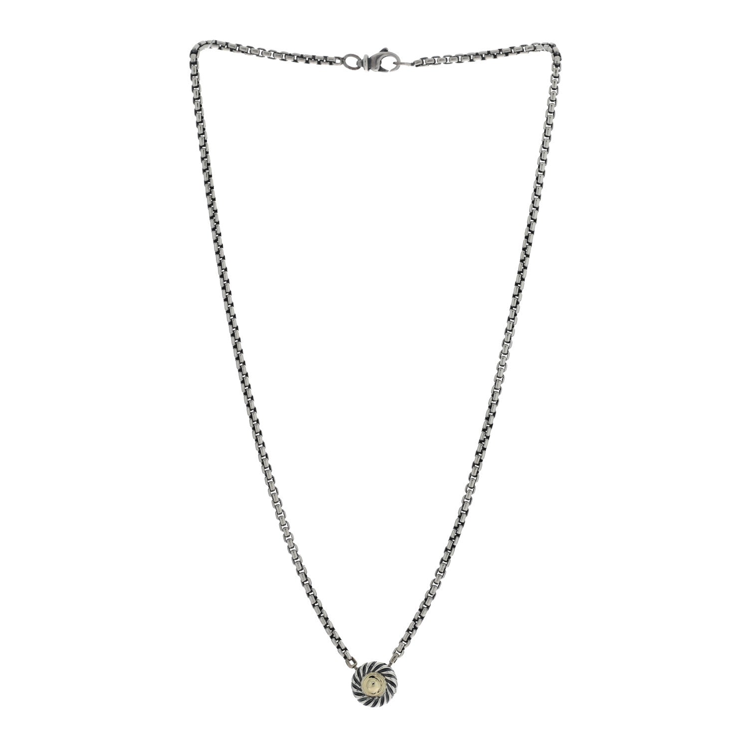 David Yurman Sterling Silver 14K Yellow Gold Cookie Pendant Necklace 3 of 5