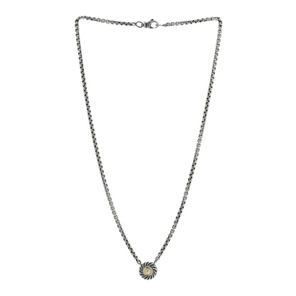 David Yurman Sterling Silver 14K Yellow Gold Cookie Pendant Necklace 3 of 5