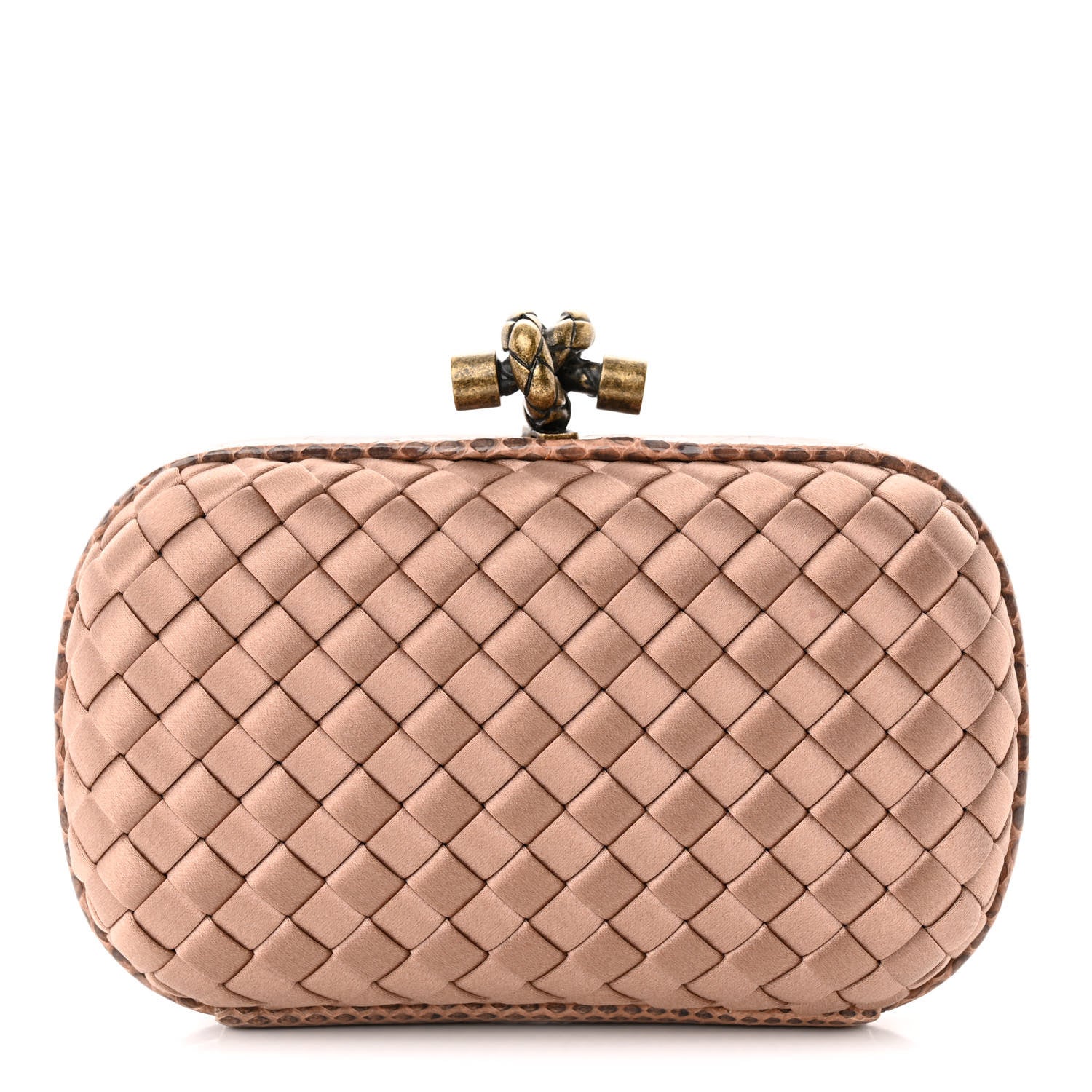 Bottega Veneta Satin Intreccio Impero Ayers Knot Clutch Blush 1 of 7