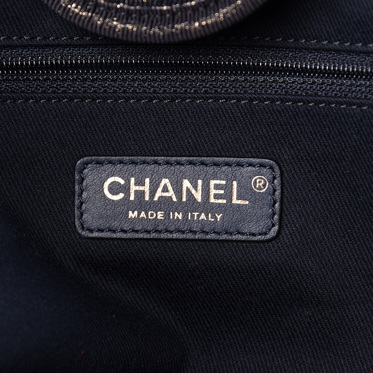 Chanel Lurex Canvas Medium Deauville Tote Navy Blue Gold 6 of 11