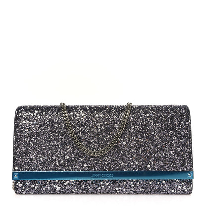 Jimmy Choo Glitter Milla Wallet on Chain Navy Mix 1 of 9