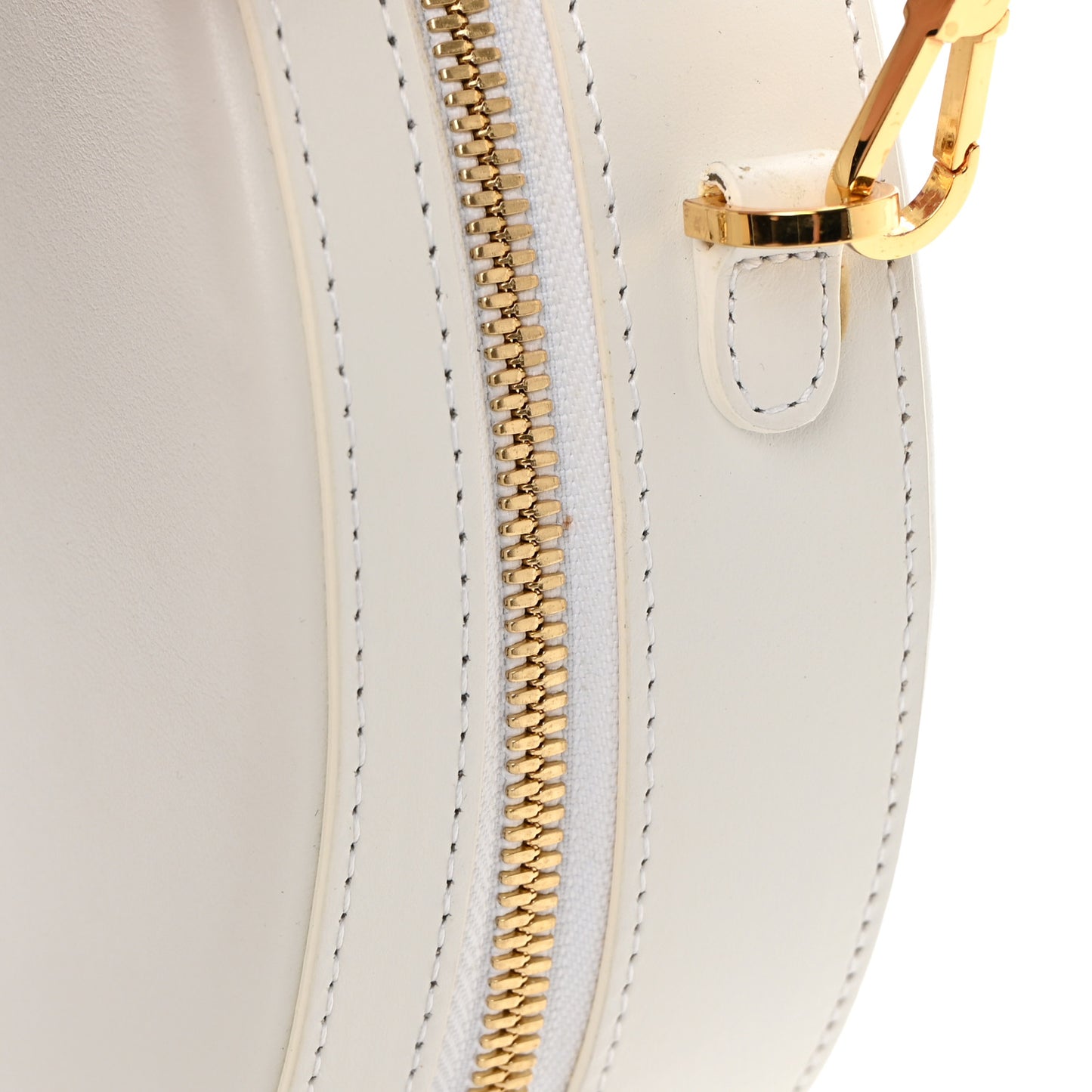 Calfskin Circle Crossbody Bag White