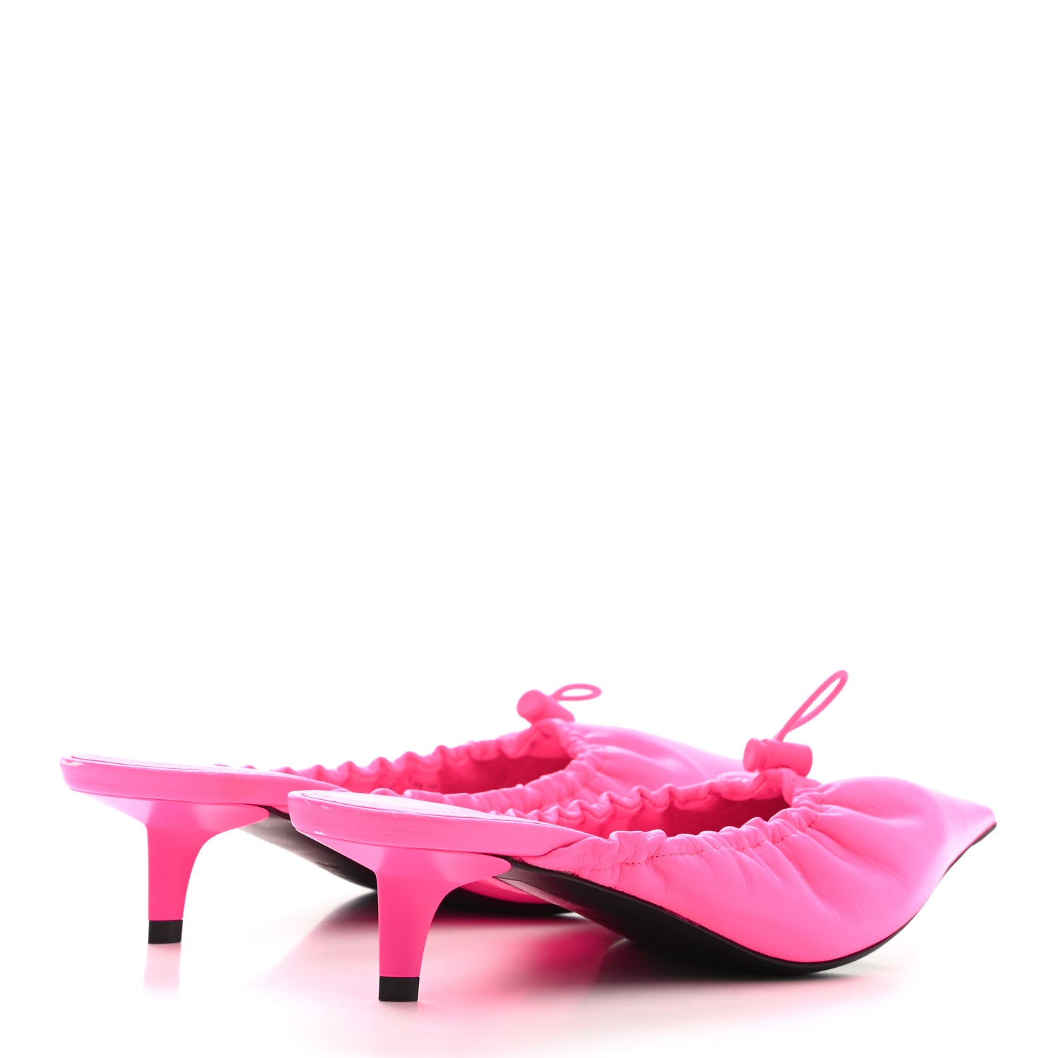 Balenciaga Smooth Nappa Pointed Toe Scrunch Knife 40mm Mules 38.5 Fluo Pink 4 of 12
