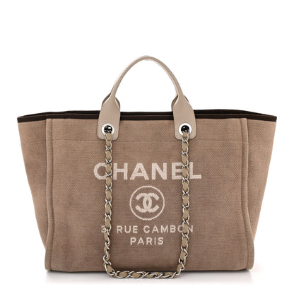 Chanel Canvas Medium Deauville Tote Beige Brown 1 of 10