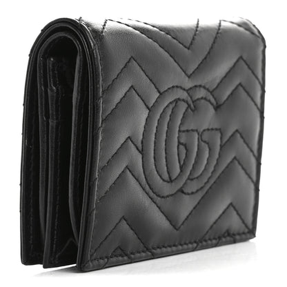 Gucci Calfskin Matelasse GG Marmont Card Case Wallet Black 3 of 8