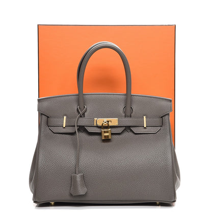 Hermes Taurillon Clemence Birkin 30 Etain 34 of 34