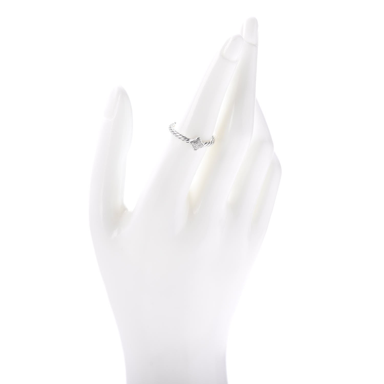 David Yurman Sterling Silver Diamond Quatrefoil Ring 53 6.5 2 of 5