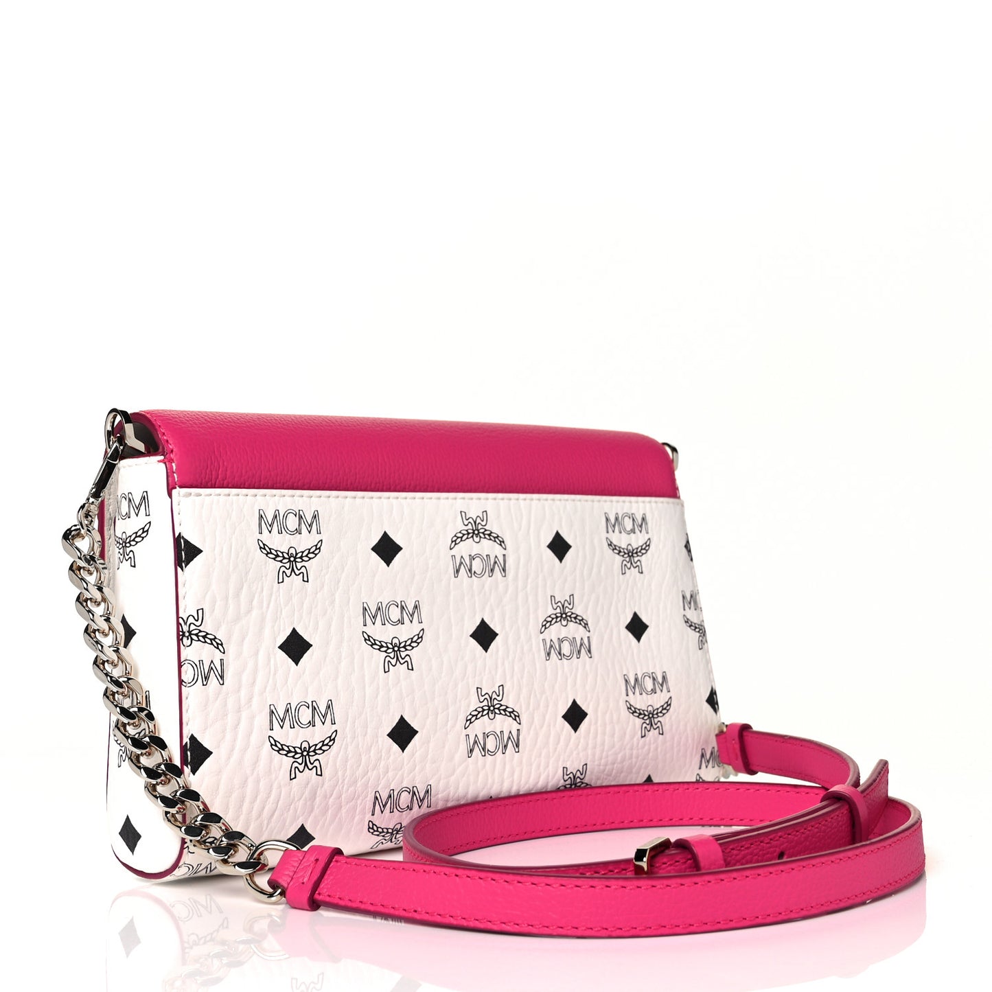 Calfskin Visetos Monogram Medium Millie Color Block Crossbody Bag White Mood