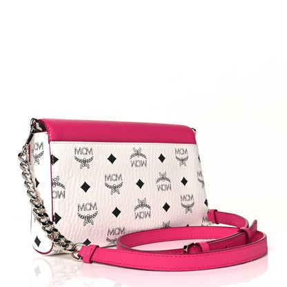 MCM Calfskin Visetos Monogram Medium Millie Color Block Crossbody Bag White Mood 2 of 7