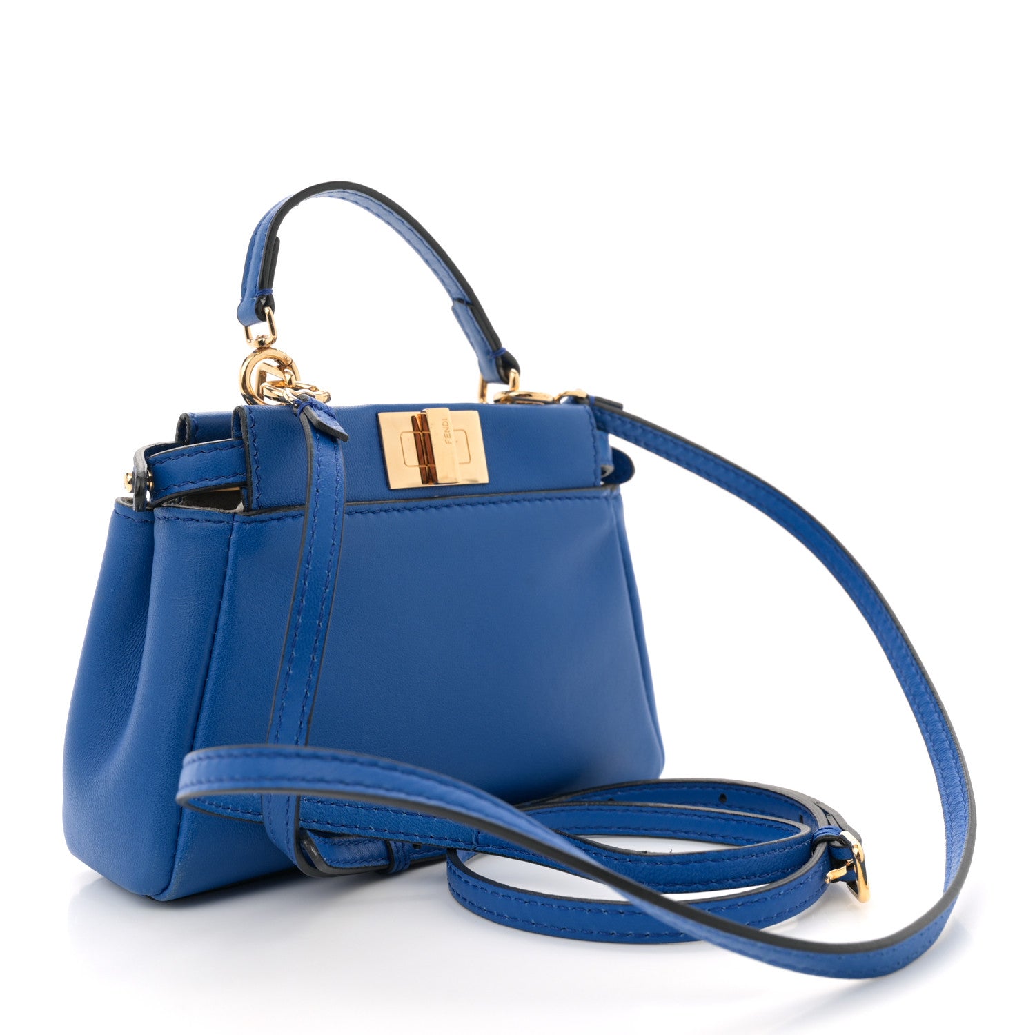 Fendi Nappa Micro Peekaboo Iconic Satchel Bluette 3 of 11