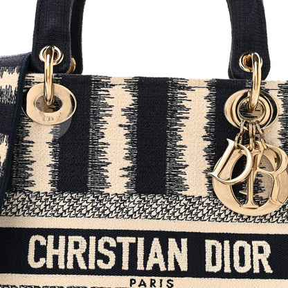 Christian Dior Canvas Medium D-Stripes Lady D-Lite Blue 8 of 10