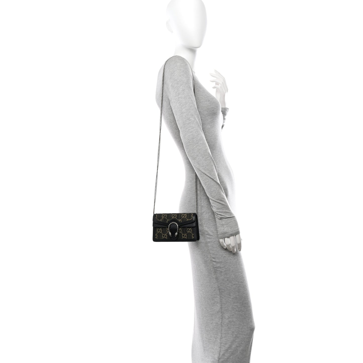 Jacquard Black Denim GG Monogram Super Mini Dionysus Shoulder Bag Black Ivory