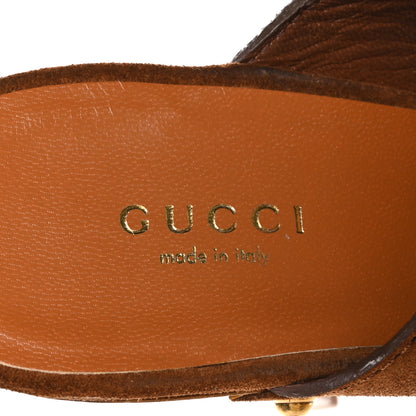 Gucci Suede Clog Platform Clog High Heel Slide Mules 38.5 Brown 7 of 9