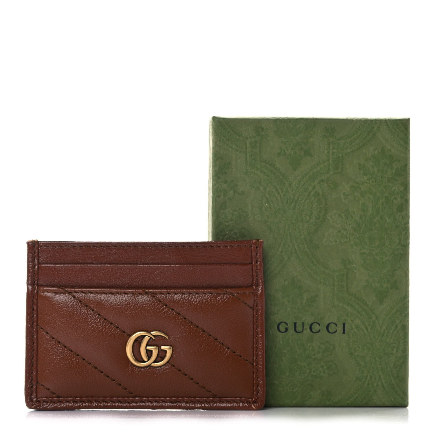 Gucci Azalea Calfskin Matelasse Diagonal GG Marmont Card Holder Cuir 11 of 11