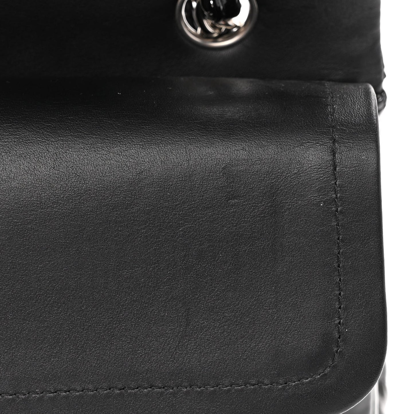 Patent Quilted Medium Double Flap Black
