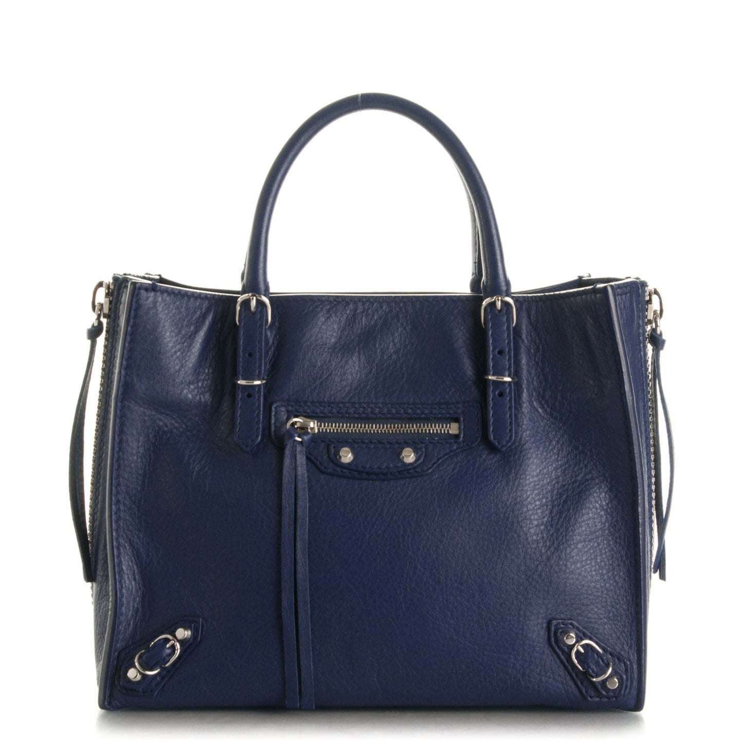 Calfskin Papier Mini A4 Zip Around Tote Bleu Mineral