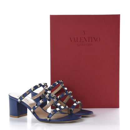 Valentino Garavani Calfskin Rockstud 60mm Caged Slide Sandals 36 Light Ocean 10 of 10