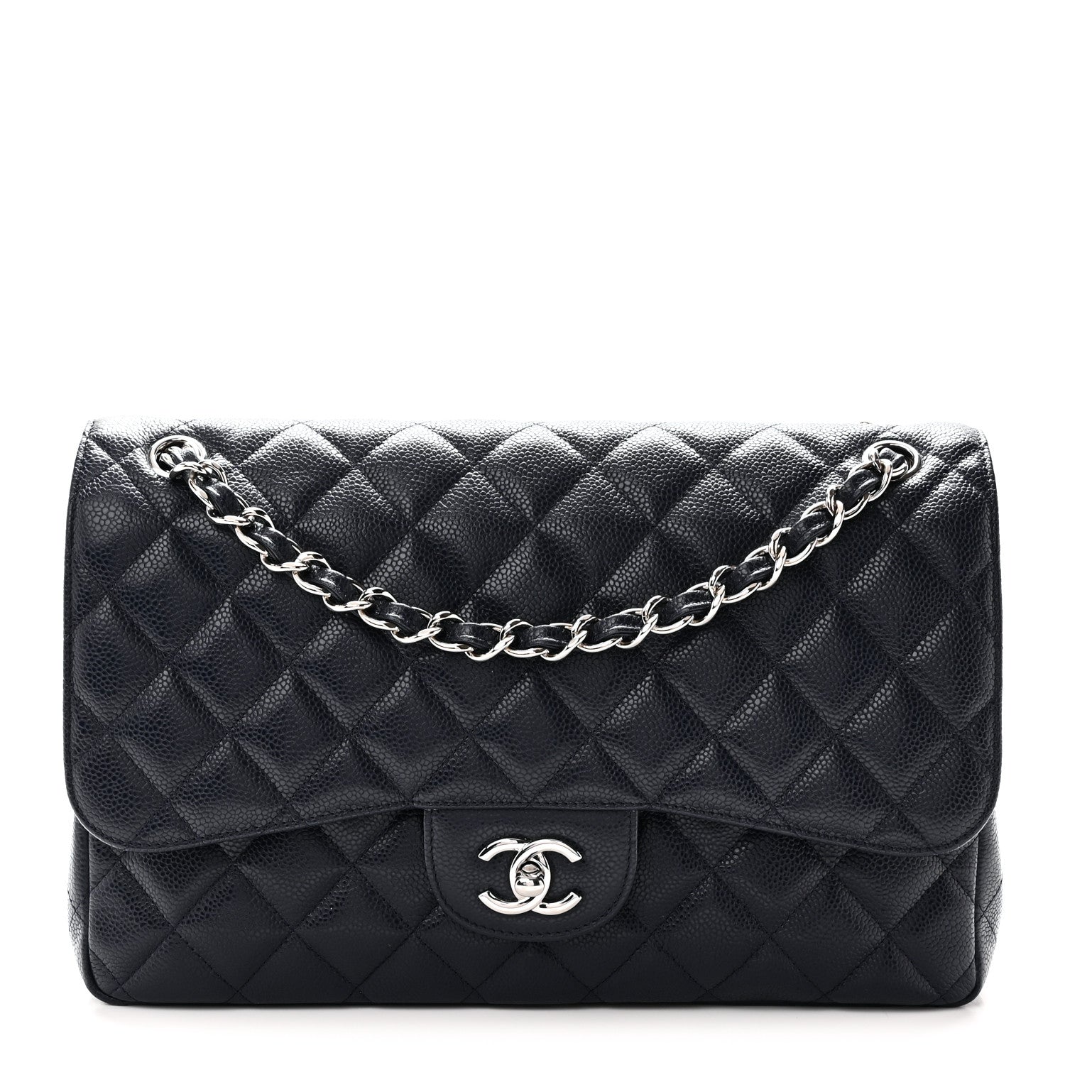 Chanel Caviar Quilted Jumbo Double Flap Navy Blue Navy Blue 1 of 10