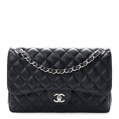 Chanel Caviar Quilted Jumbo Double Flap Navy Blue Navy Blue 1 of 10