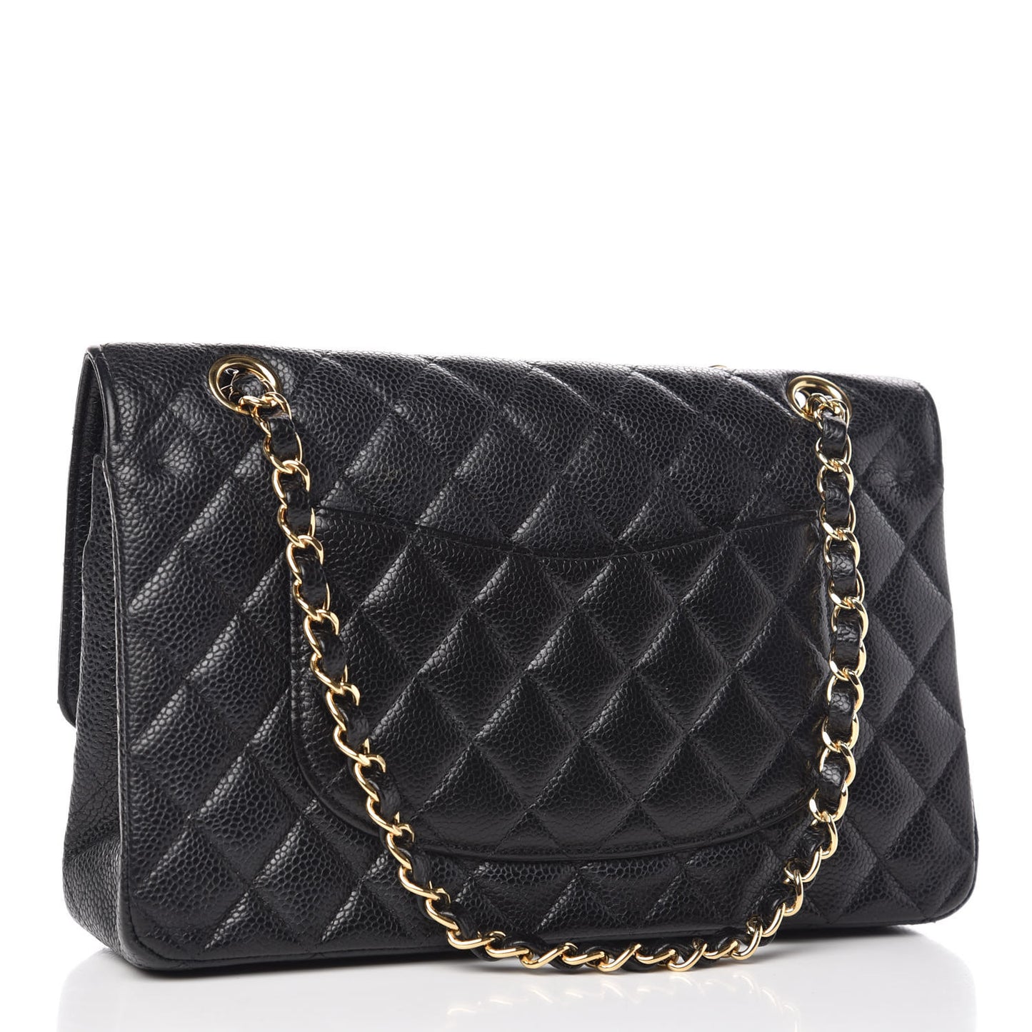 Caviar Quilted Medium Double Flap Black