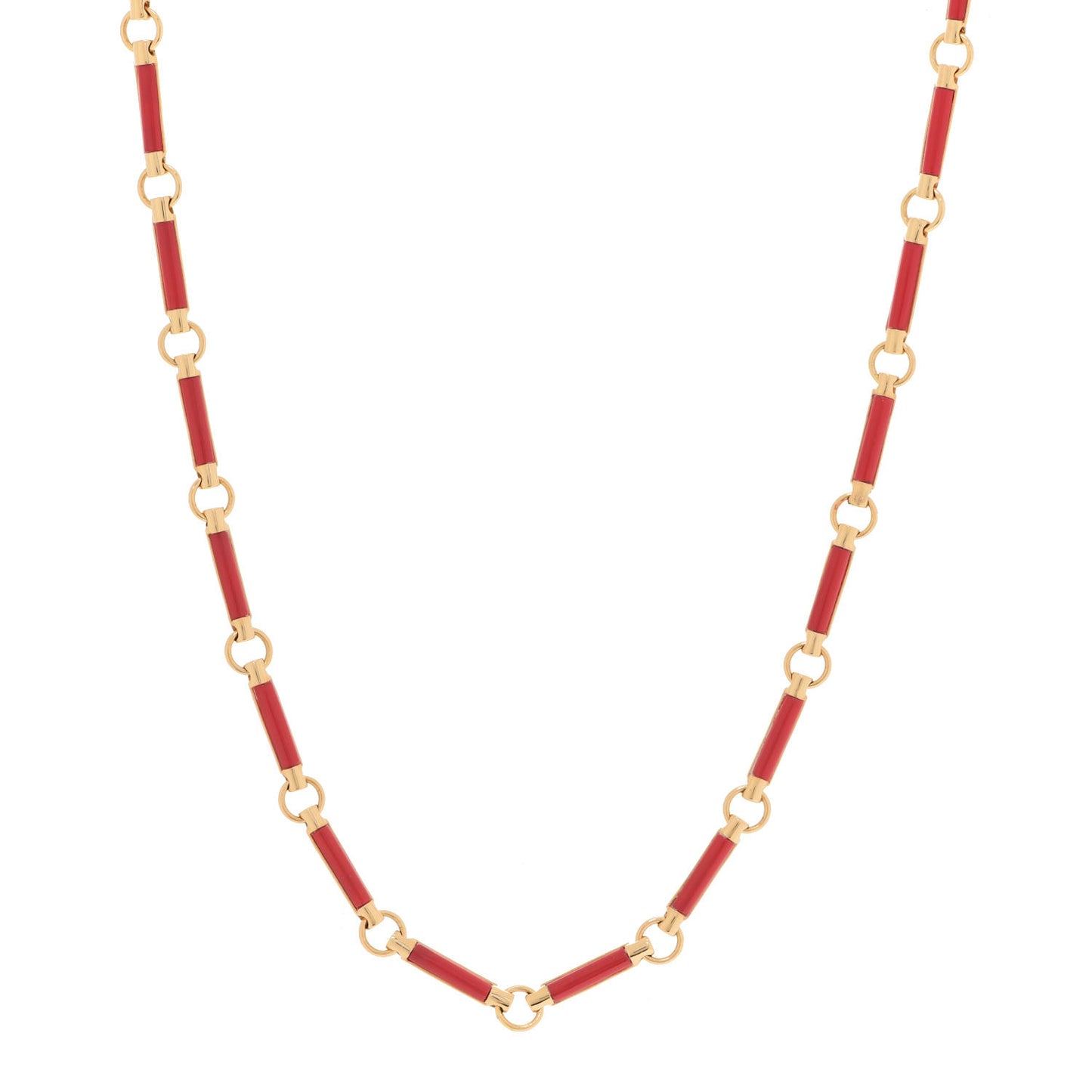 18K Yellow Gold Carnelian Chain Choker Necklace